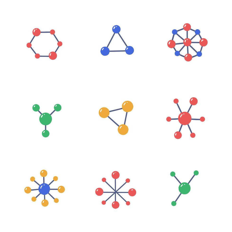 Molecule icon hand drawn style. collection of isolated illustrations vector