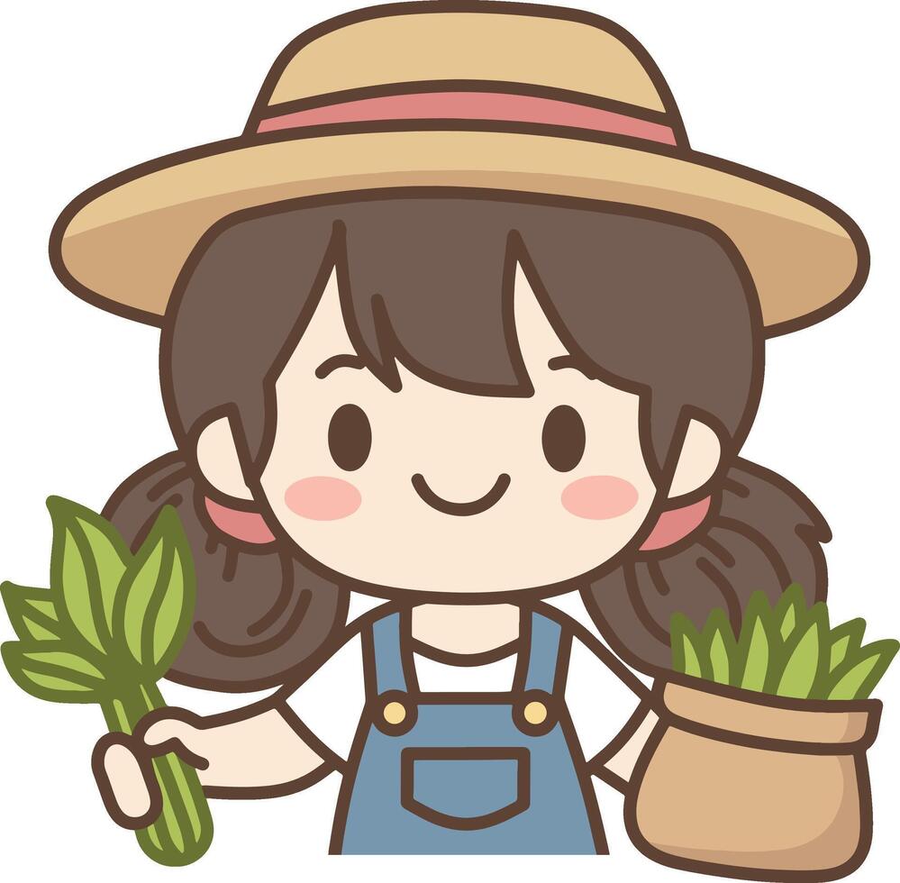 Cute Female Farmer Cartoon vector