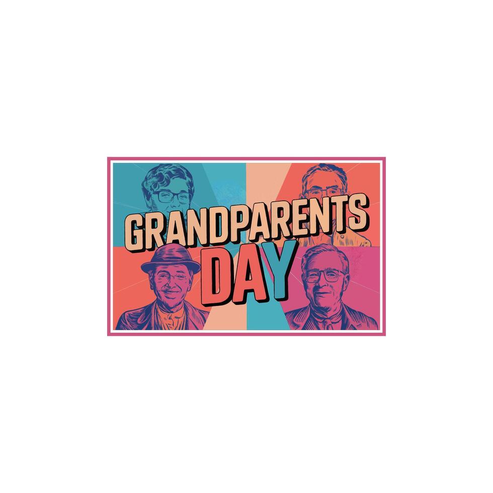 Grandparents' day retro vintage design vector