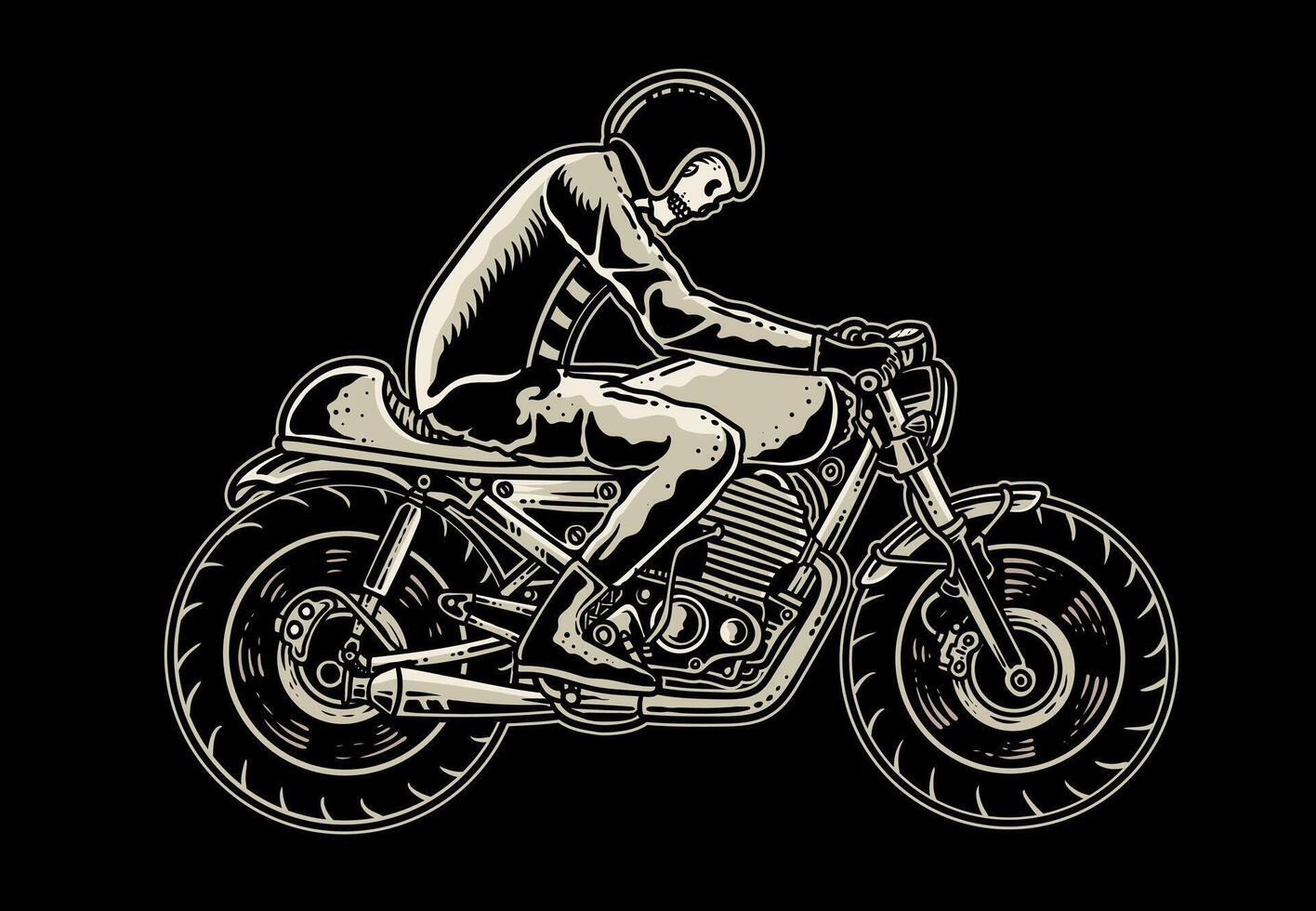 Illustration of vintage motorcycle rider on white background vector
