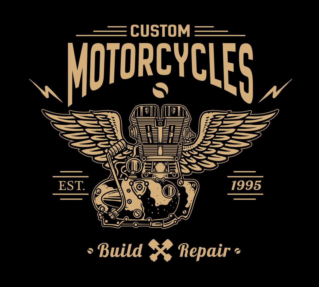 Vintage Motorcycle logo on black background vector