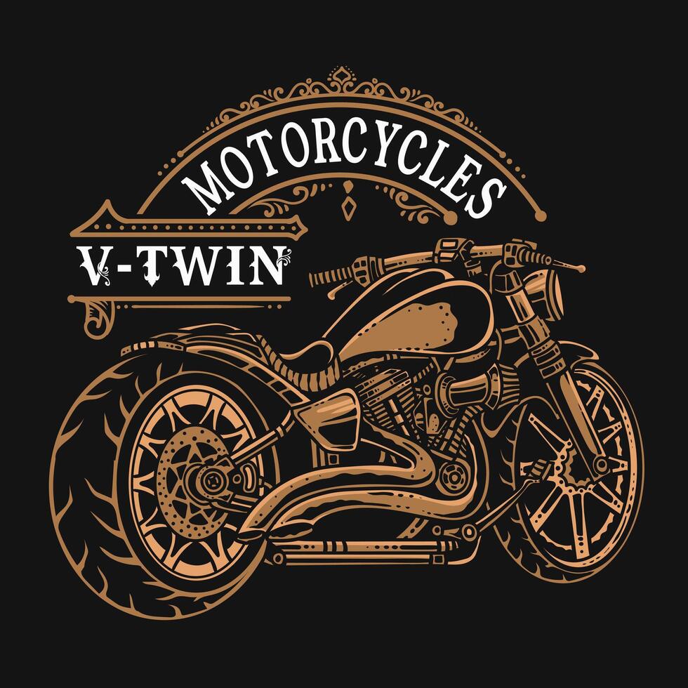 Motorcycle label with classic motorbike in vintage style isolated, eps 10 vector