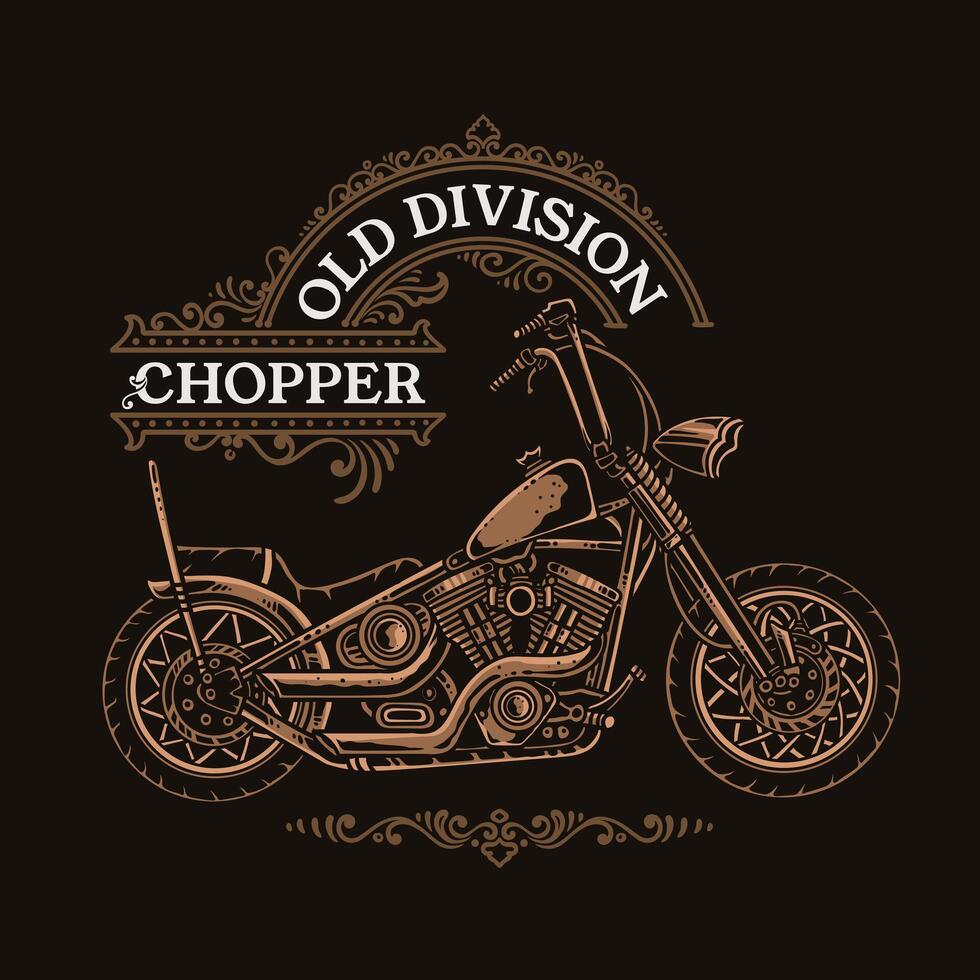 Custom motorcycle label with classic motorbike in vintage style isolated, eps 10 vector