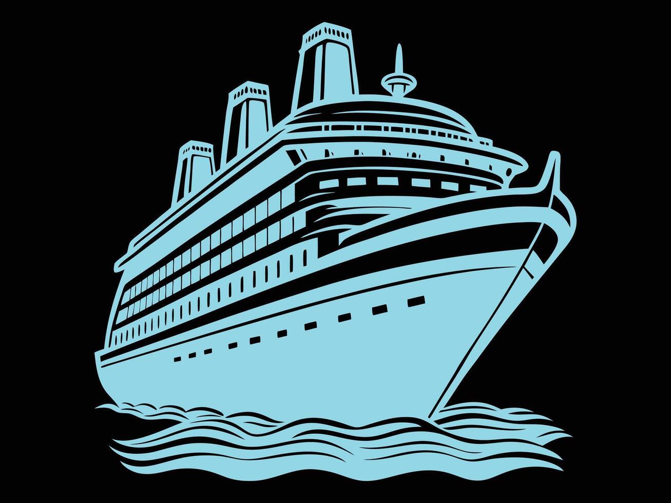 Big cruise ship clip art. Flat monochrome illustration vector