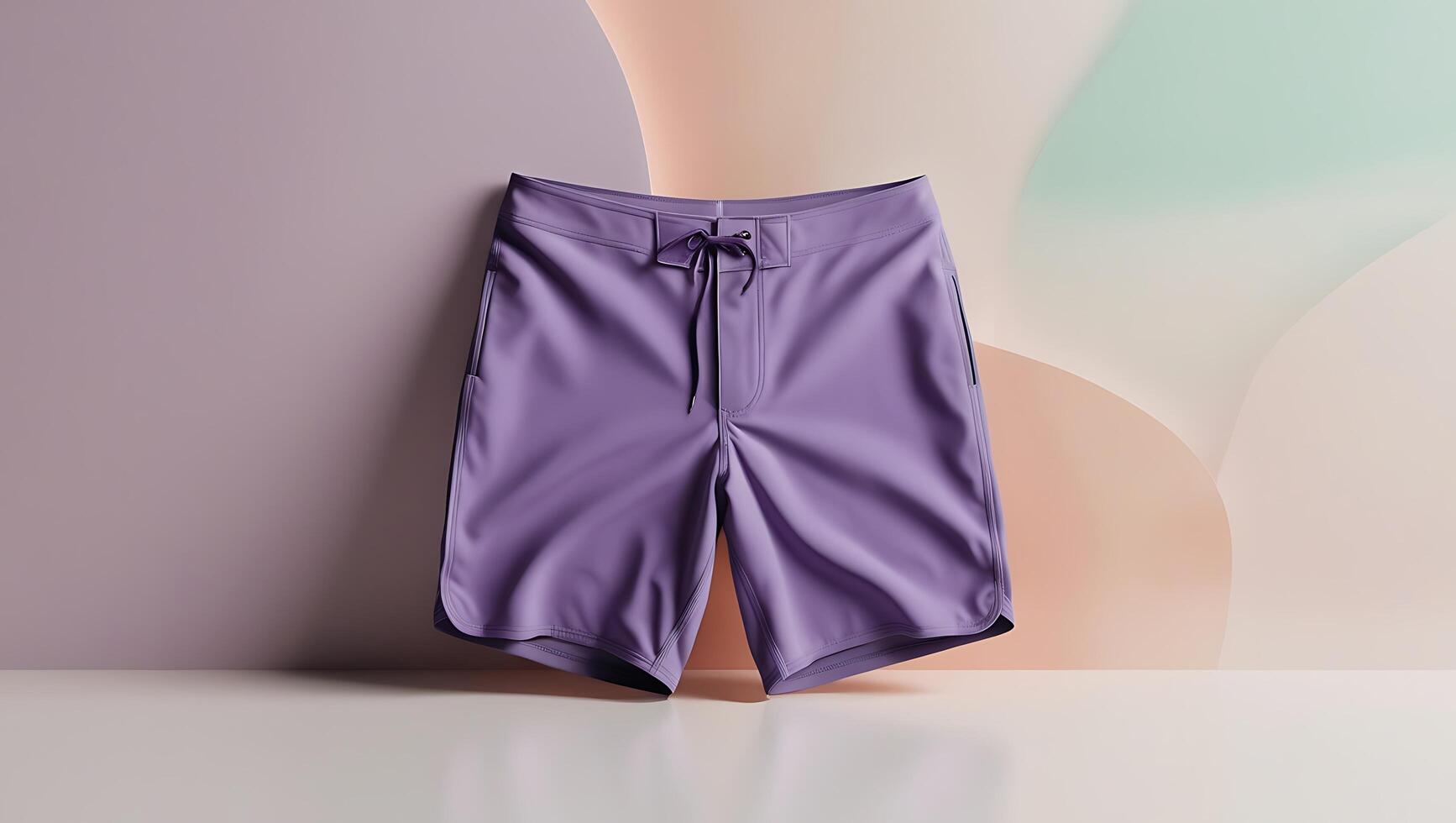 Stylish Purple Sports Shorts on Smooth Multicolored Background - Perfect for Activewear and Fitness photo