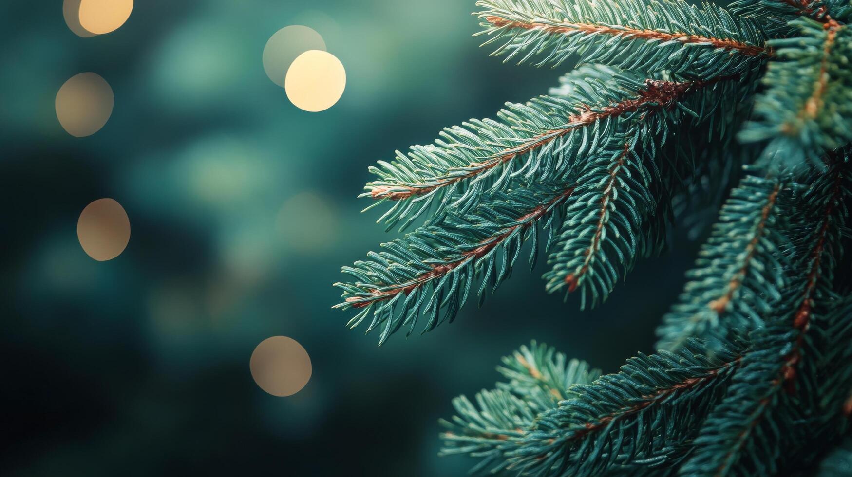 Close-up view of fresh green pine needles on branches during a sunny day in a forest photo