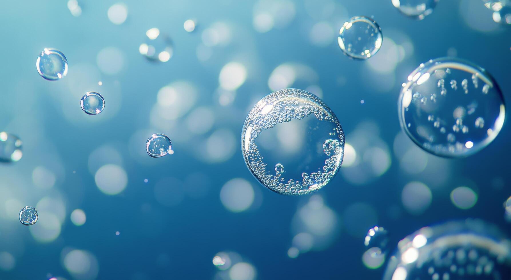Bubbles rising through clear water in bright sunlight during a peaceful underwater exploration photo