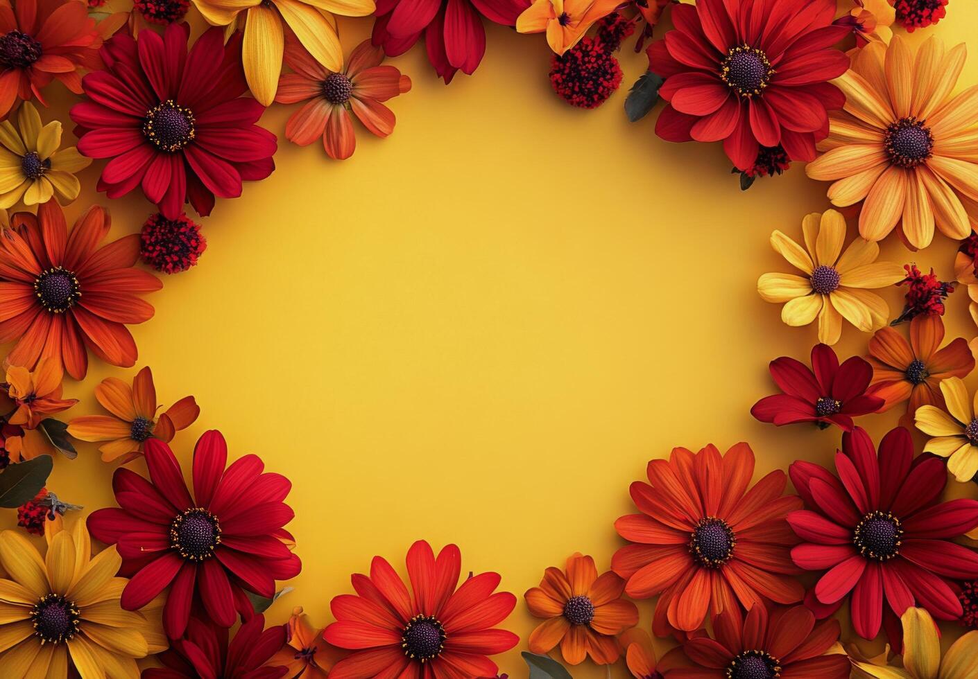 Bright floral arrangement on a yellow background showcasing vibrant petals and natural beauty photo