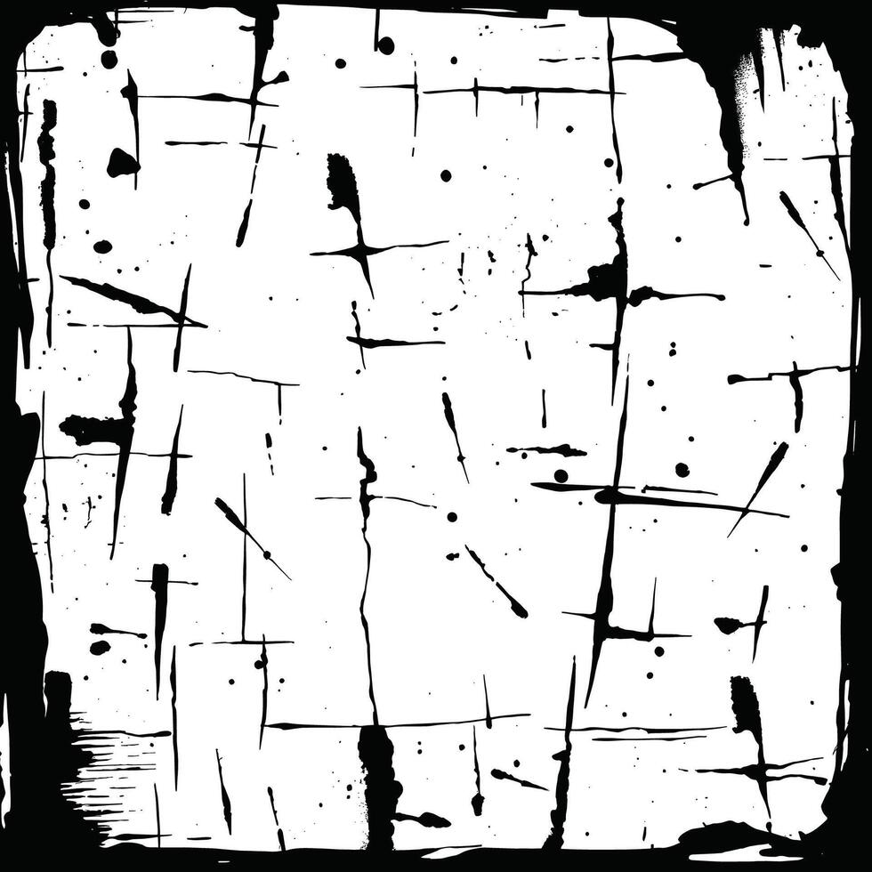 Textured Black and White Ink Splatter and Line Grid Design vector