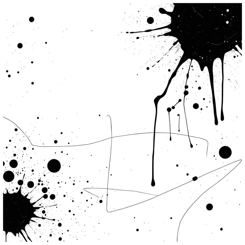 Black Ink Splash Composition with Fluid Lines vector