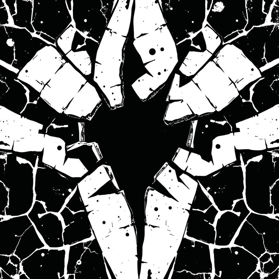 Radiating Black and White Cracked Star Pattern vector