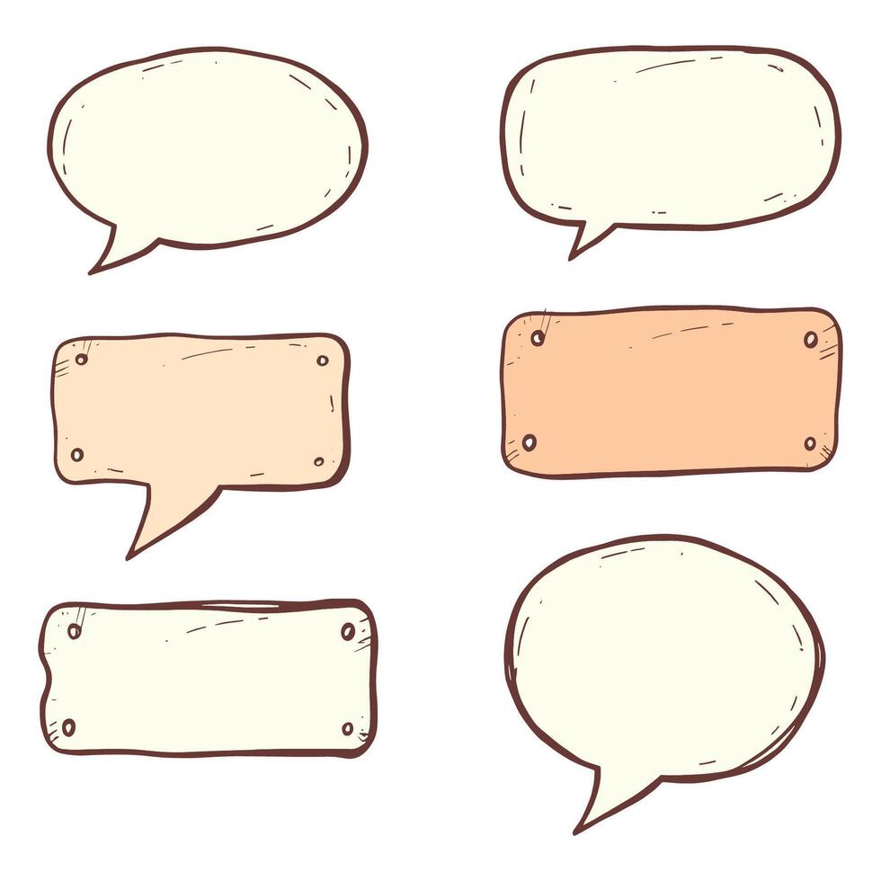 Set of Colorful Hand-Drawn Speech Bubbles with Decorative Edges vector