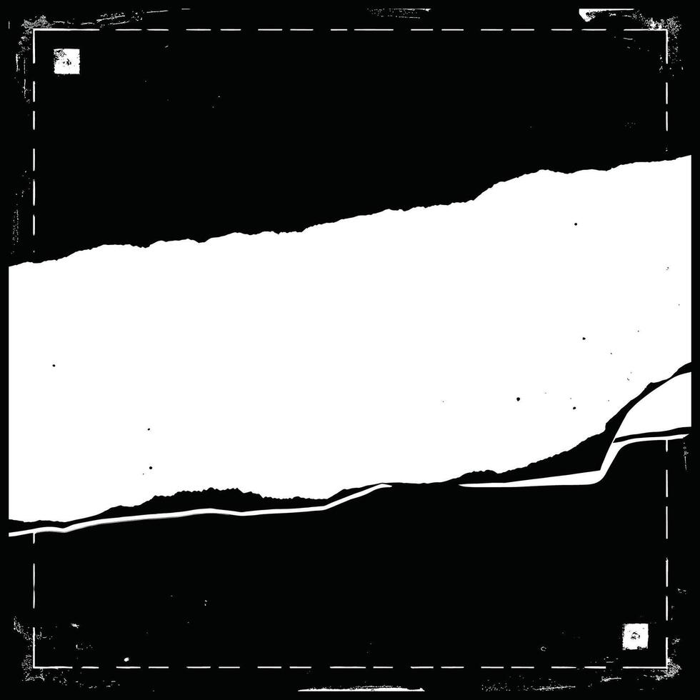 Torn Black and White Paper Texture with Grunge Edges vector