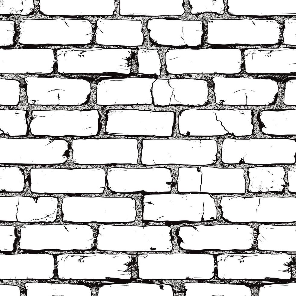 Textured Black and White Brick Wall Pattern vector