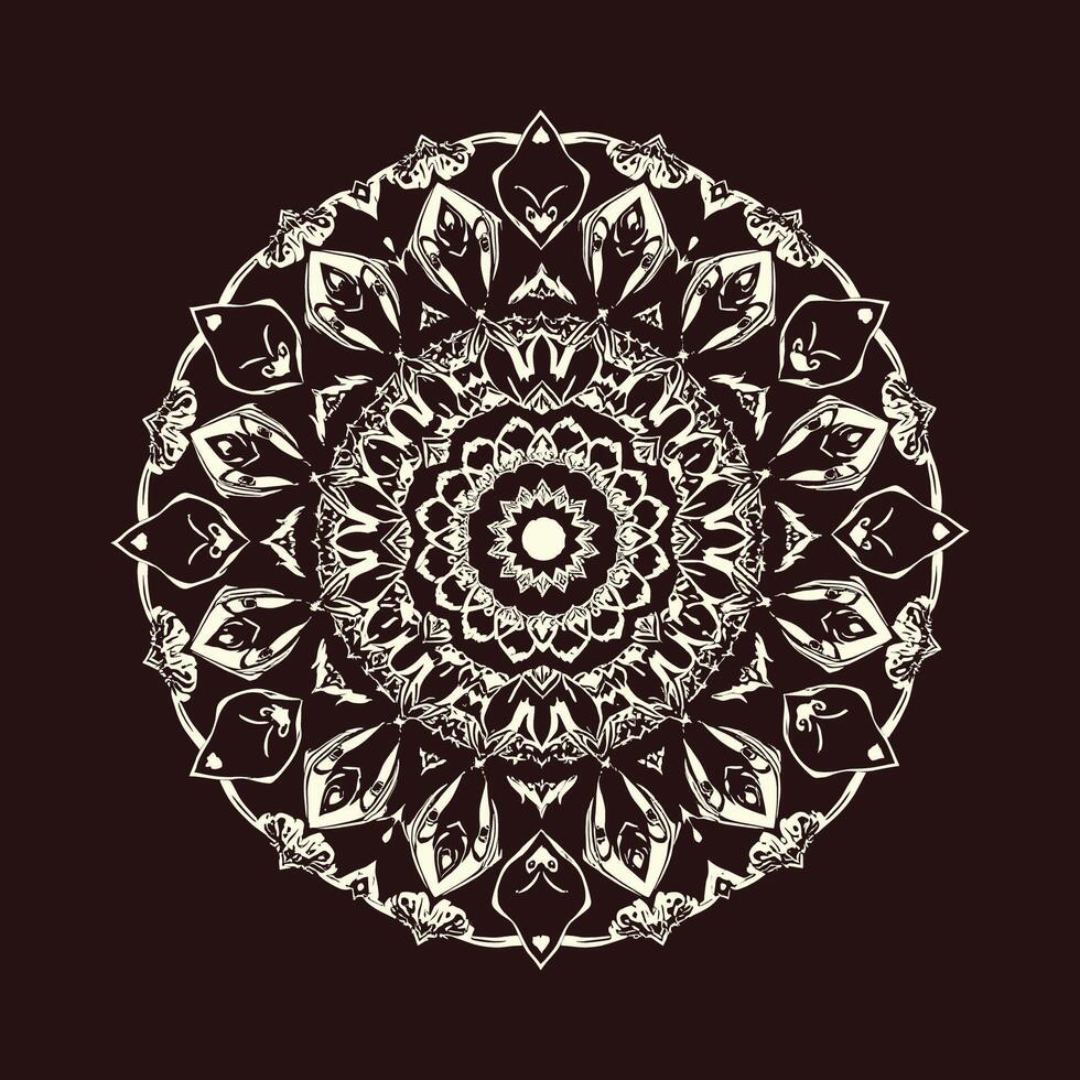 Intricate Cream Mandala Design on Dark Background vector