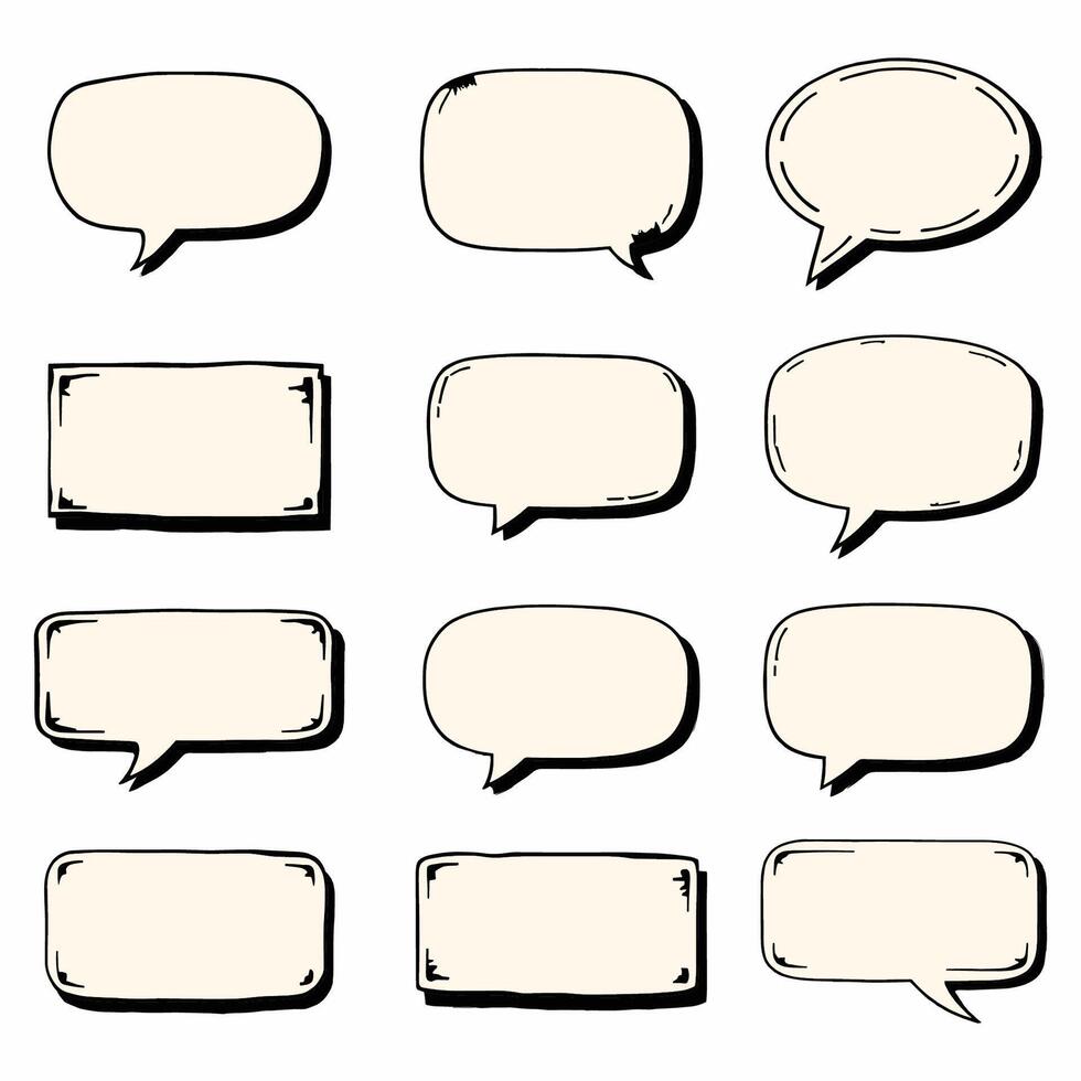 Collection of Hand-Drawn Speech Bubbles with Varied Borders vector