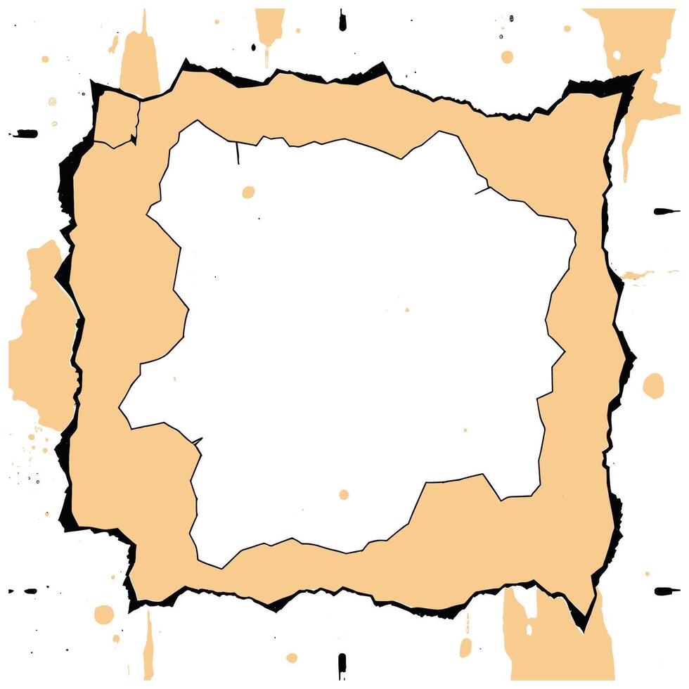 Torn Paper Frame with Beige and Black Accents vector