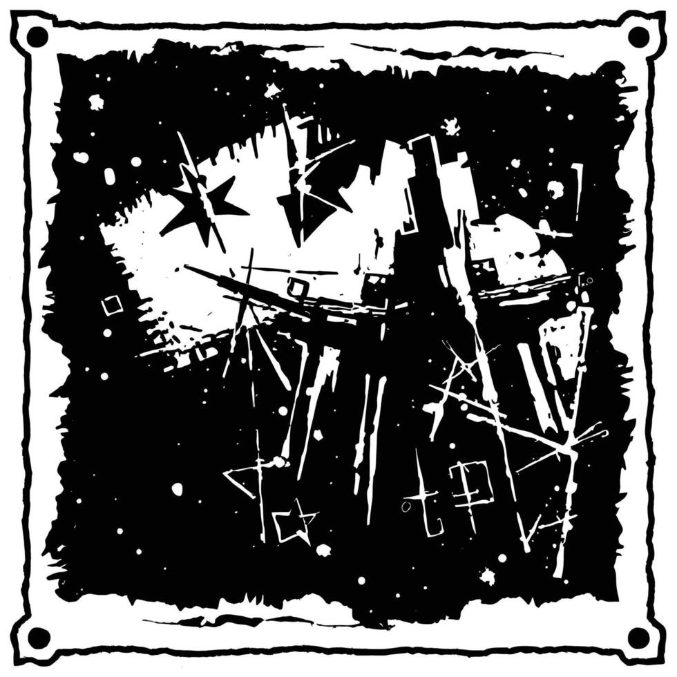 Abstract Black and White Design with Stars and Lines vector
