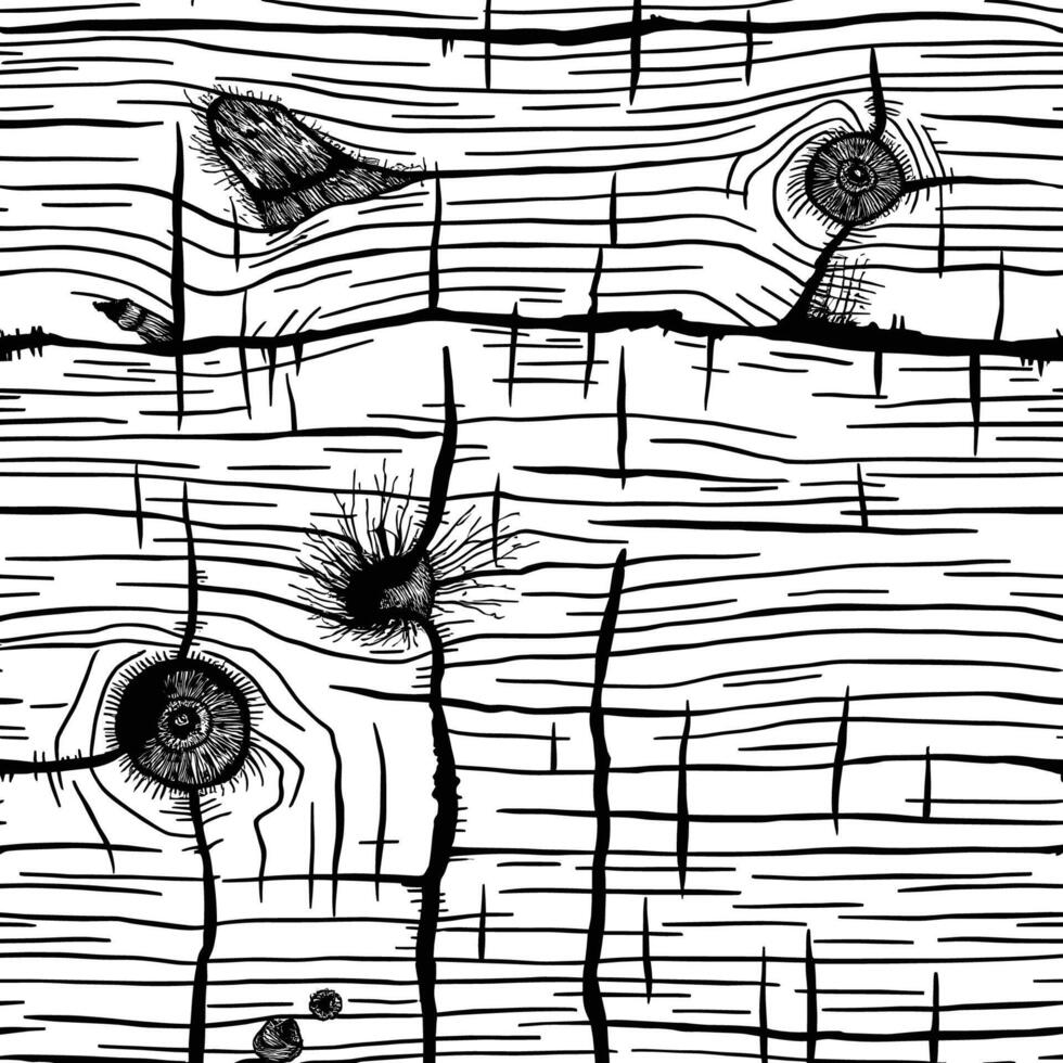 Intricate Black and White Wood Texture with Distinct Knots vector