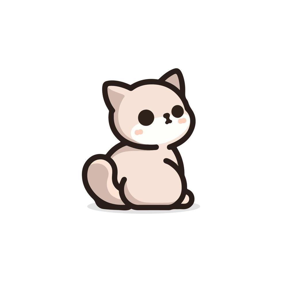 A cute little cat sitting down on a white background vector
