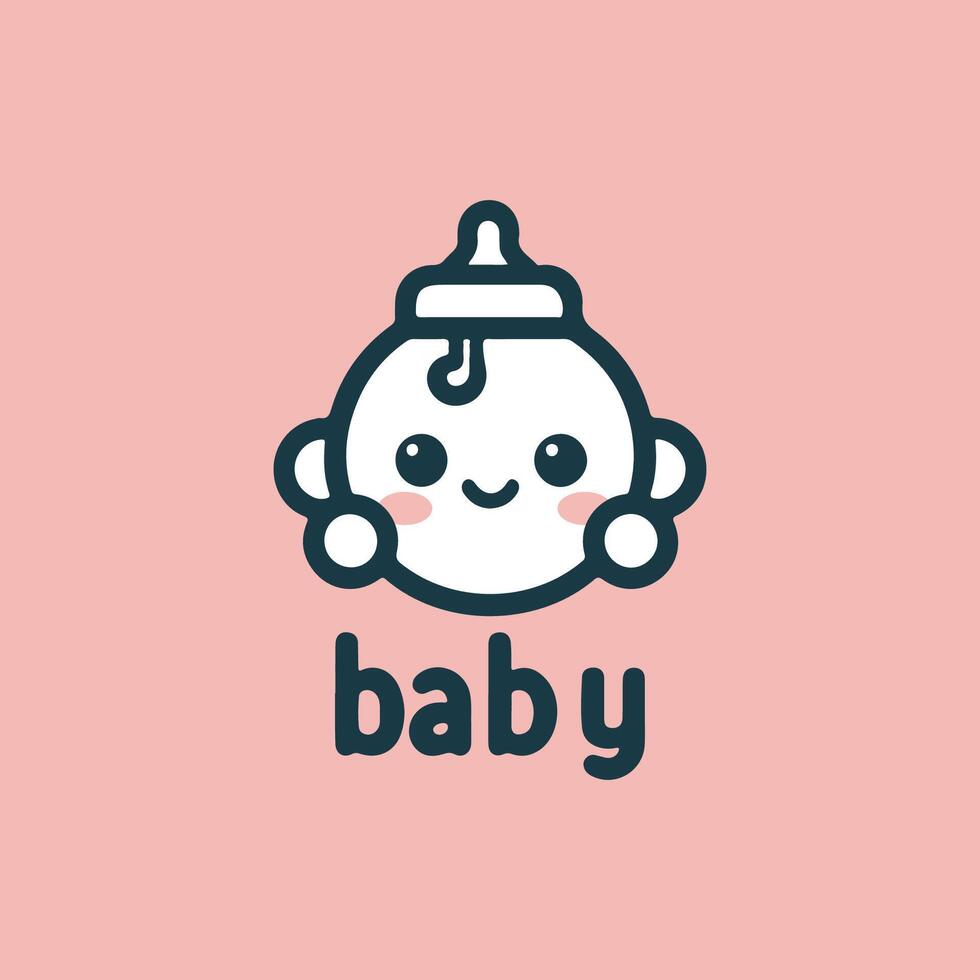 Charming Baby With Baby Items Logo vector