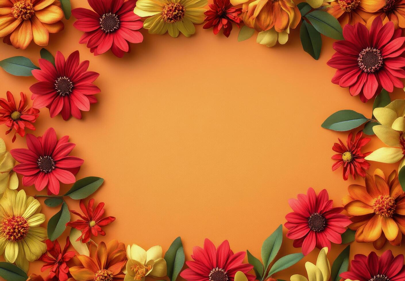 Colorful floral arrangement on a vibrant yellow background creating a cheerful atmosphere photo