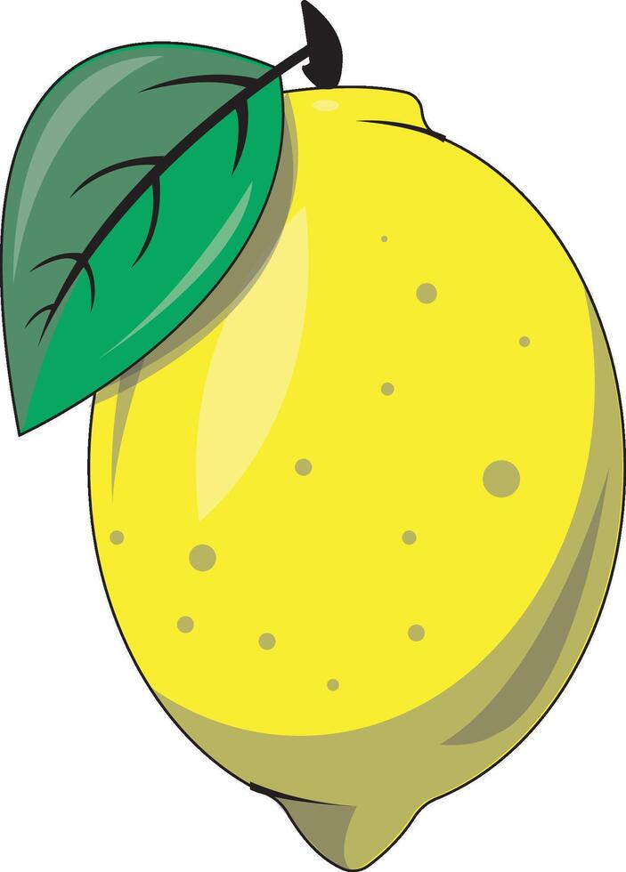 yellow lemon with leaf free illustration vector