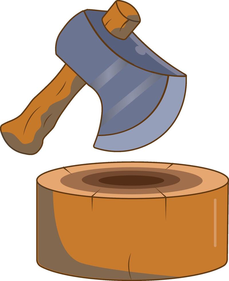 Axe and wood block simple art free illustration vector