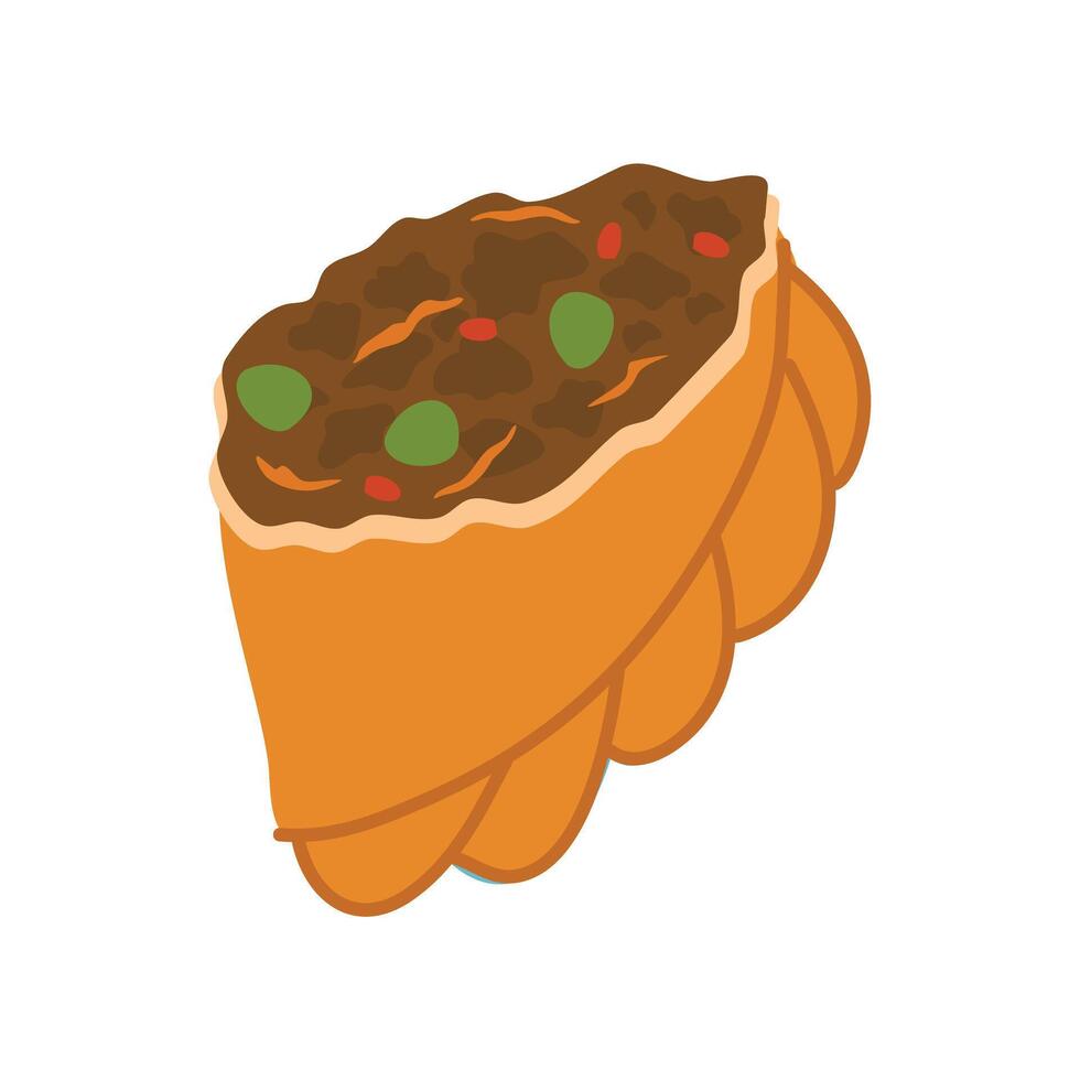 Spinach and feta empanadas with red pepper sauce vector