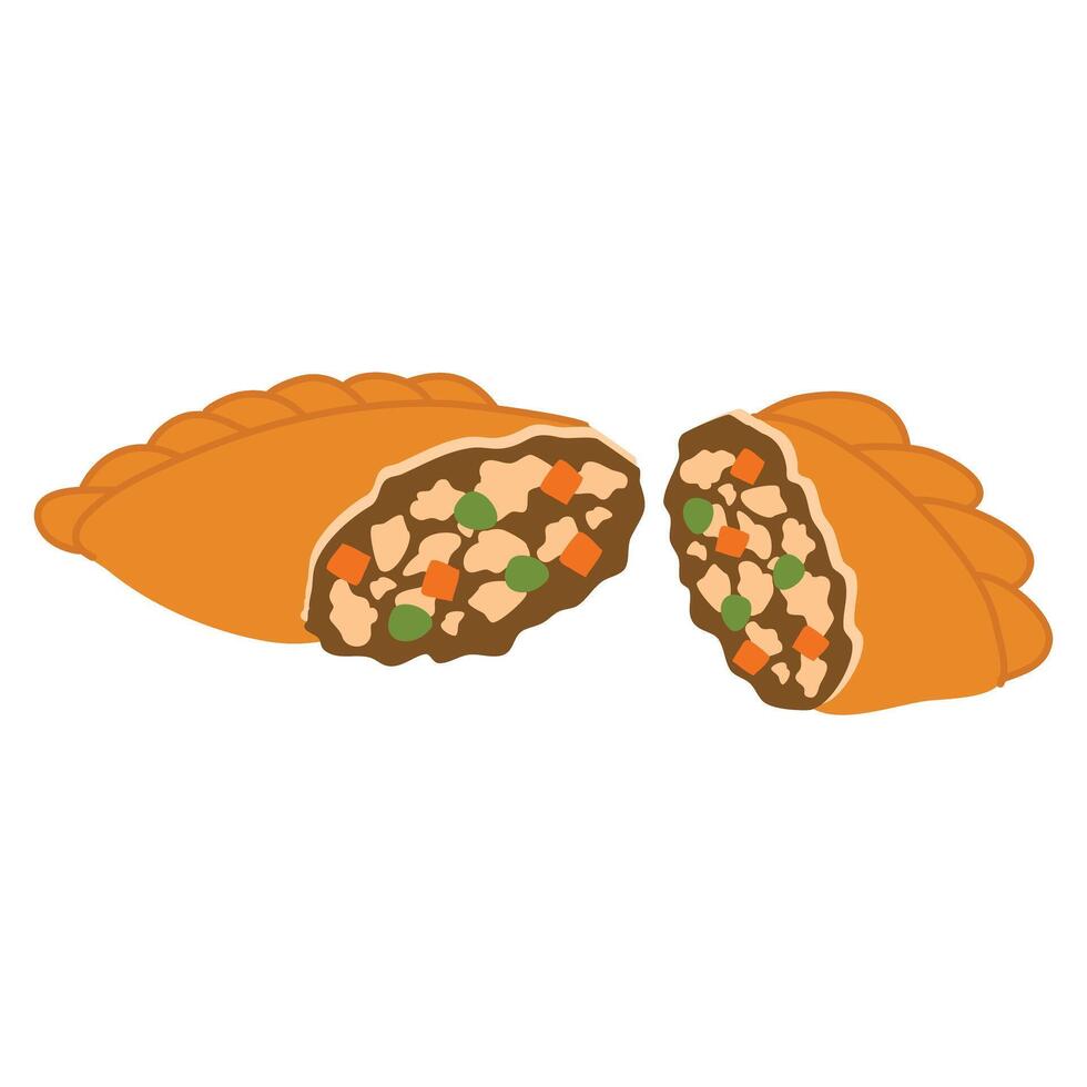 Spanish Chicken Empanadas pastry illustration vector