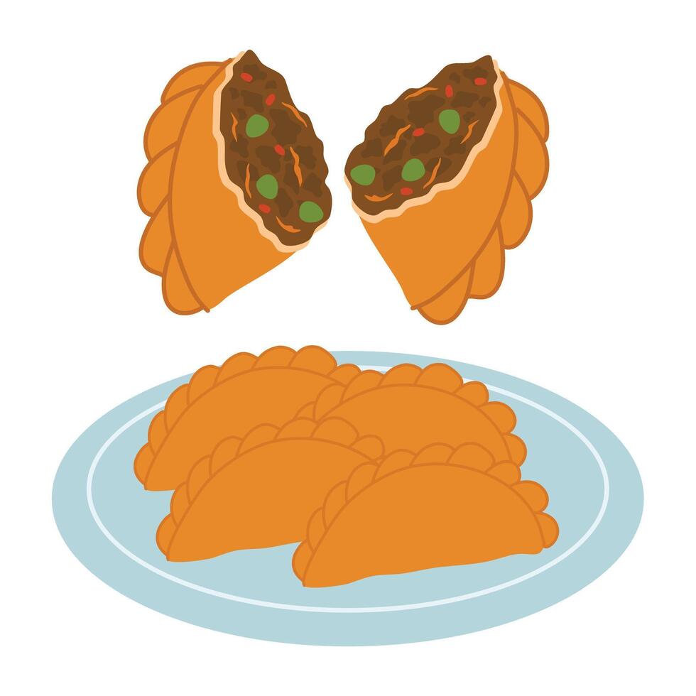 Fried empanadas, typical Colombian food vector