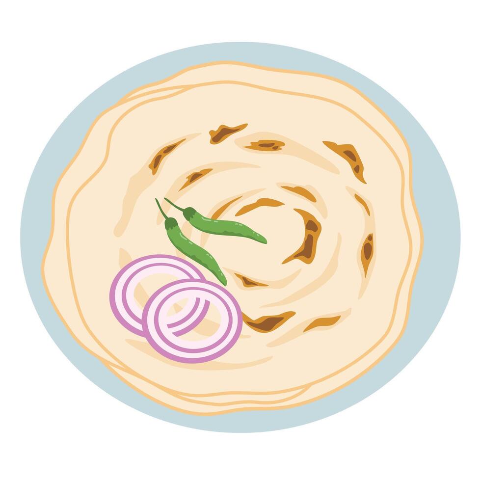 Homemade Kerala Wheat Paratha flat bread vector