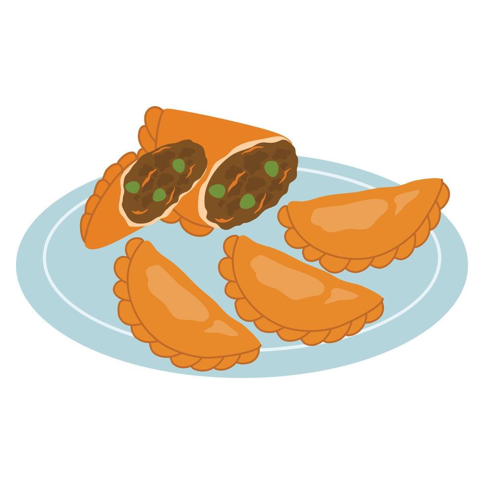 Fried Empanadas Filled with Minced Beef vector