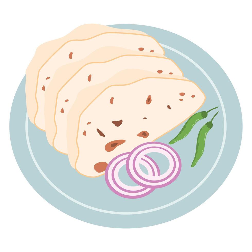traditional Indian Flatbread Chapati illuatration vector