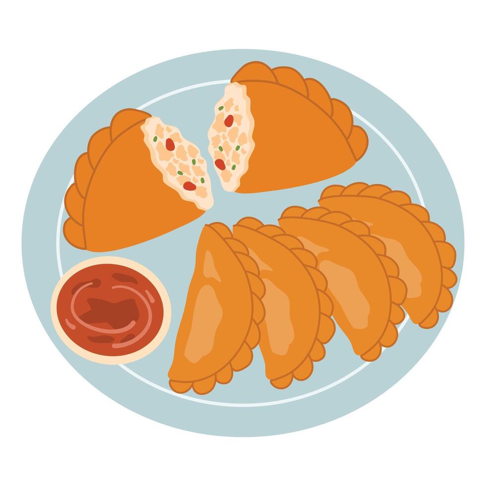 empanadas Argentine fried meat pies vector
