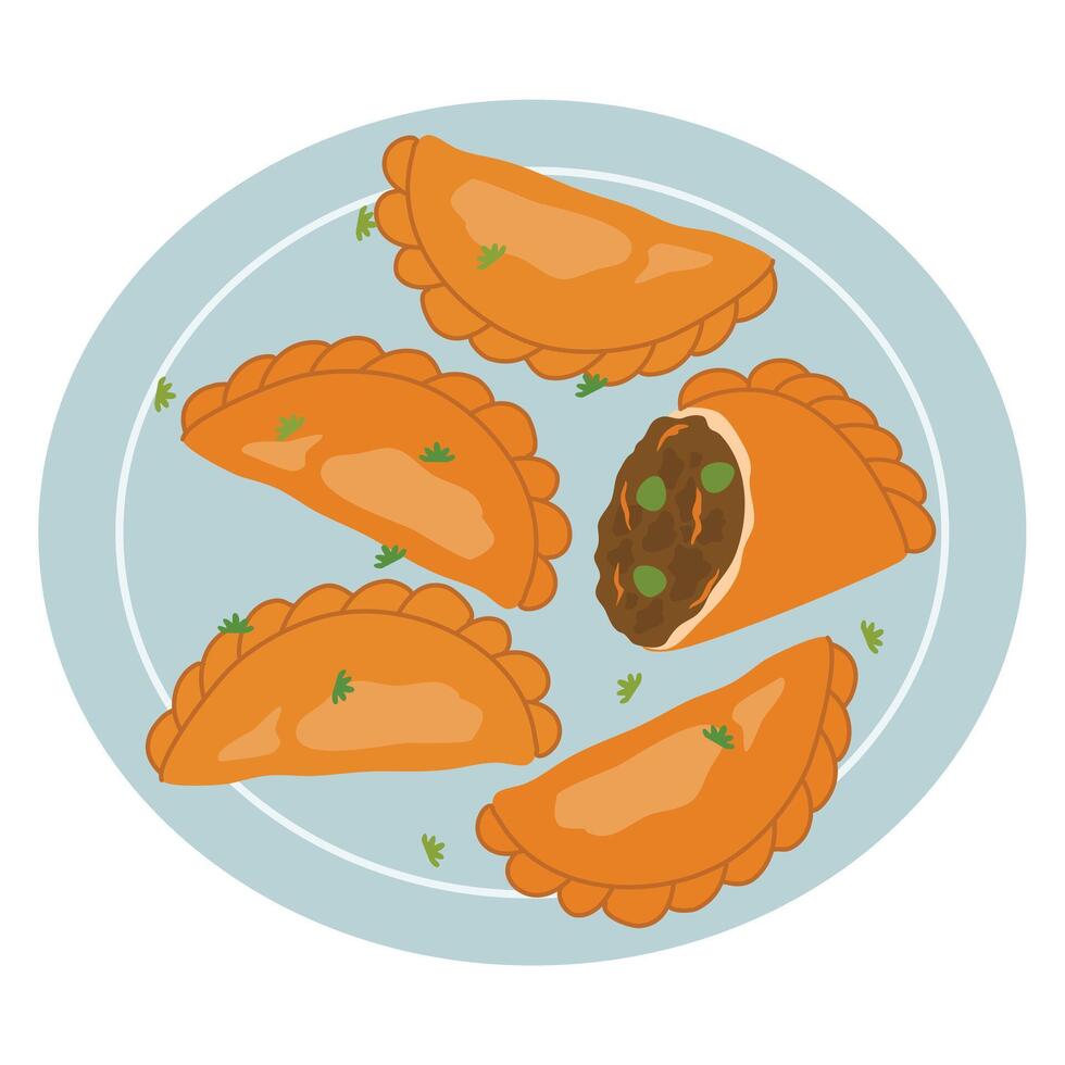 Traditional Argentine Meat Empanadas illustration vector