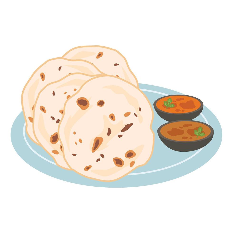 Whole Wheat Laccha Paratha indian bread vector