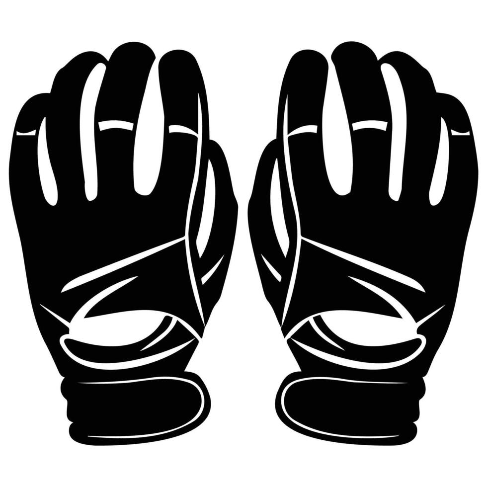 A black and white illustration of protective gloves, showcasing a simple and detailed design ideal for safety themes. vector