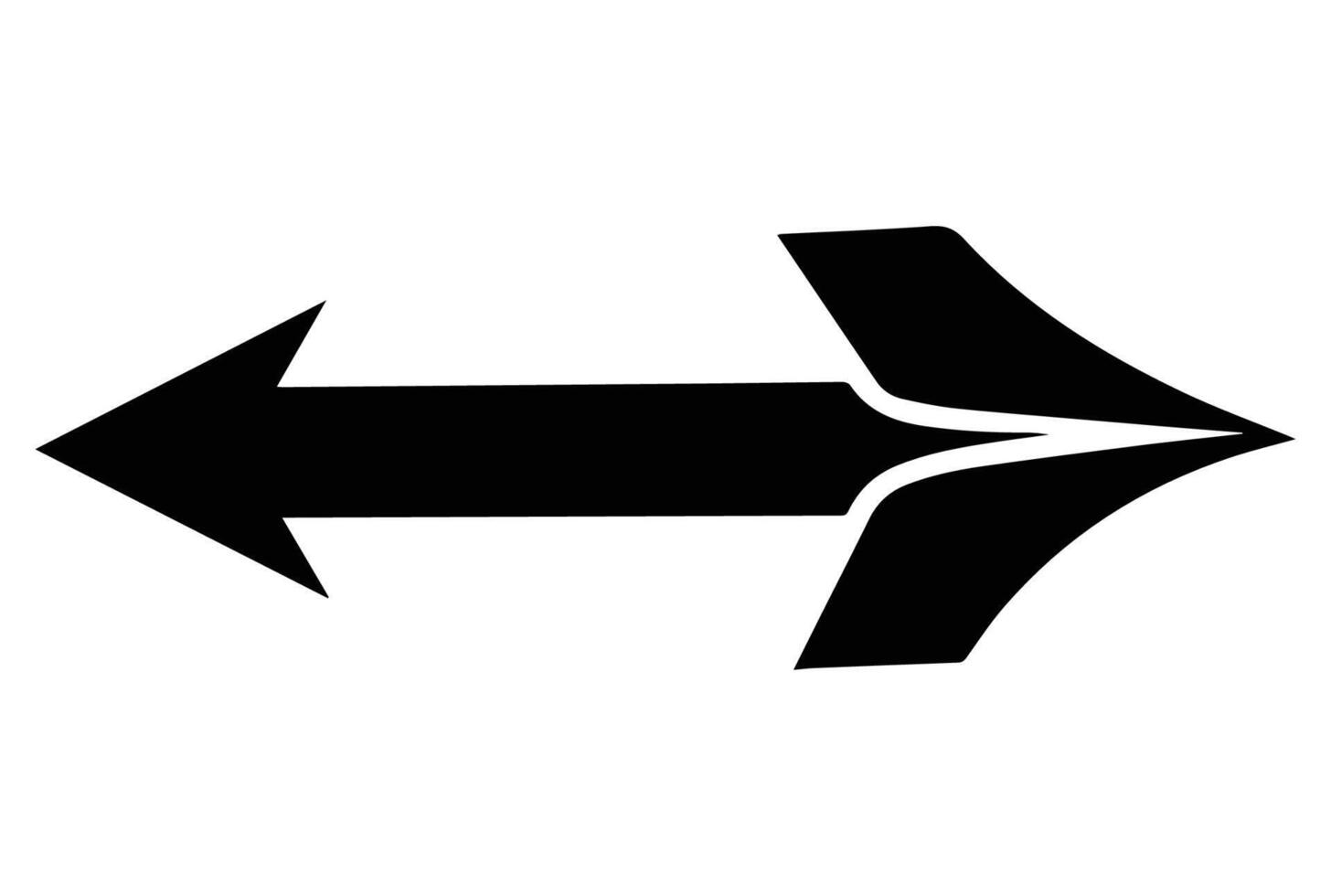 Black and white icon of a double-sided arrow, with a sleek and streamlined design. vector