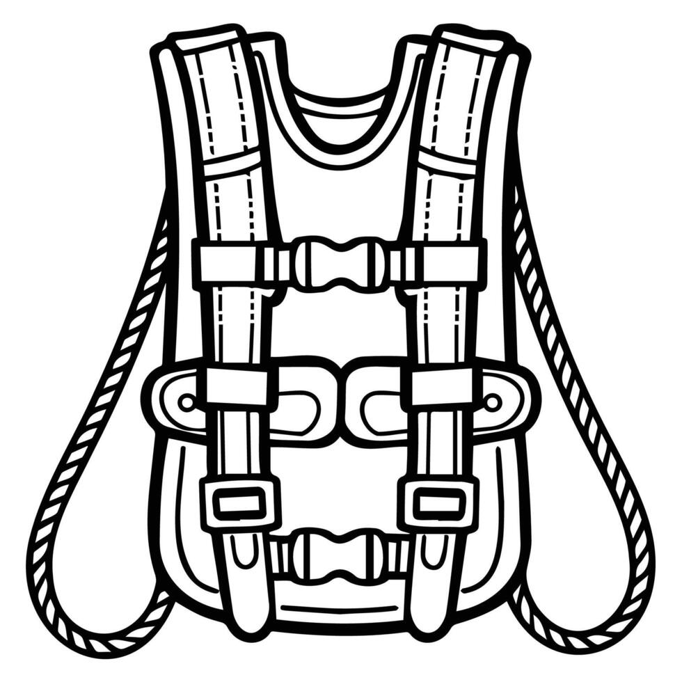 Black and white icon of a firefighter harness, representing essential safety equipment for rescue operations. vector