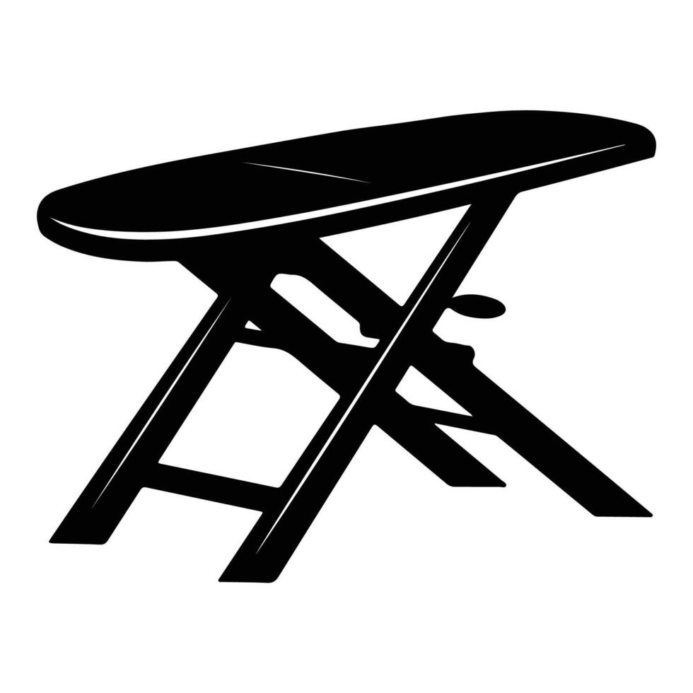 A black silhouette icon of an ironing board, suitable for household, laundry, and domestic themes. vector