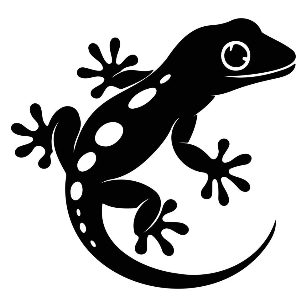 Silhouette illustration of a gecko, featuring a stylized design with intricate patterns, ideal for nature or wildlife projects. vector