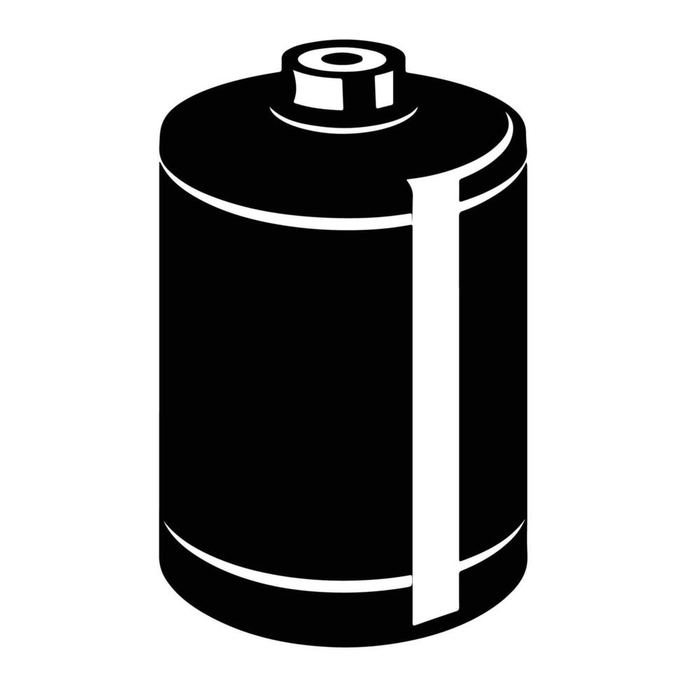 Black and white icon of a film roll, symbolizing photography and vintage camera equipment in a minimalist design. vector