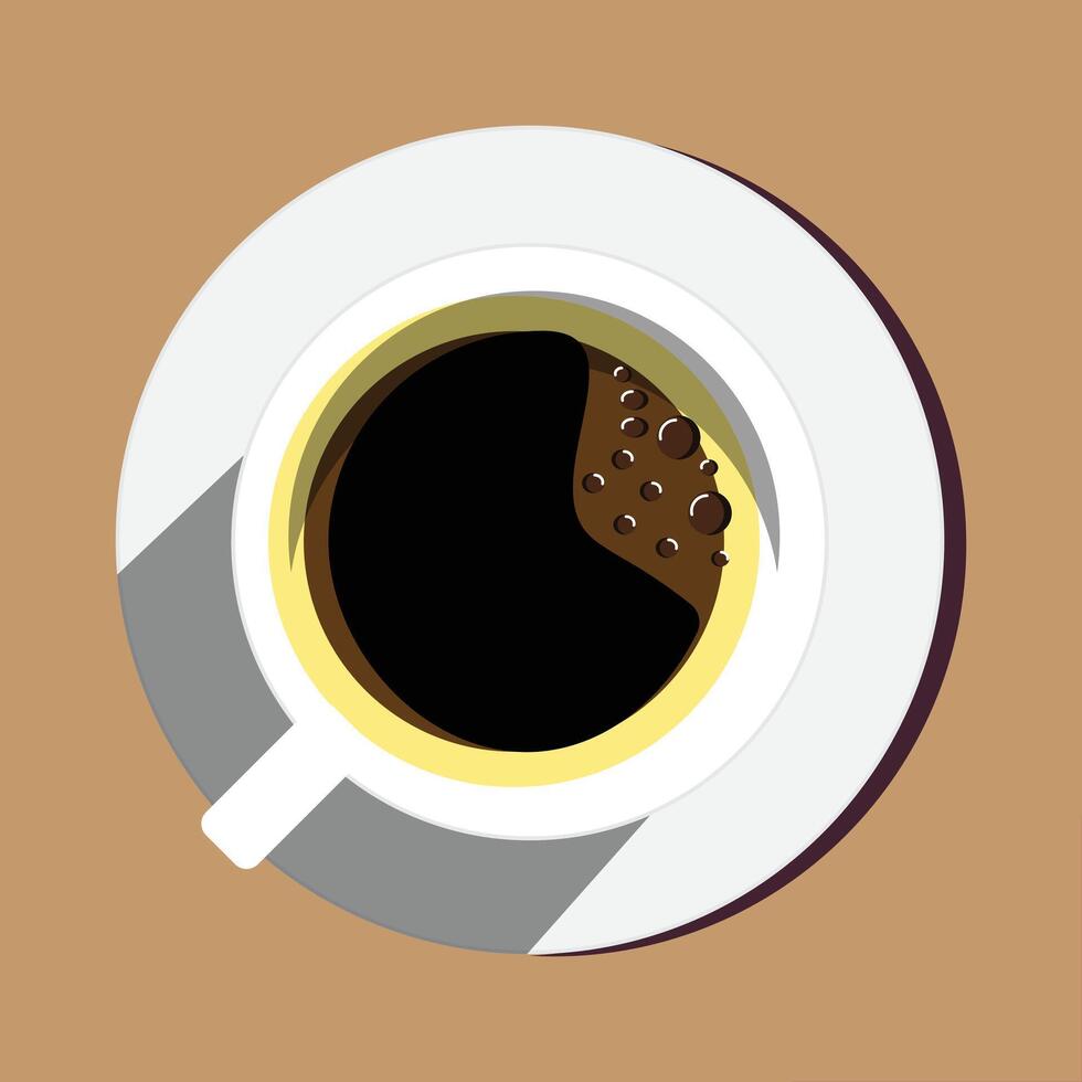 Coffee cup icon on top angle . Flat illustration of coffee cups and beans in a seamless pattern, perfect for coffee shop designs. vector