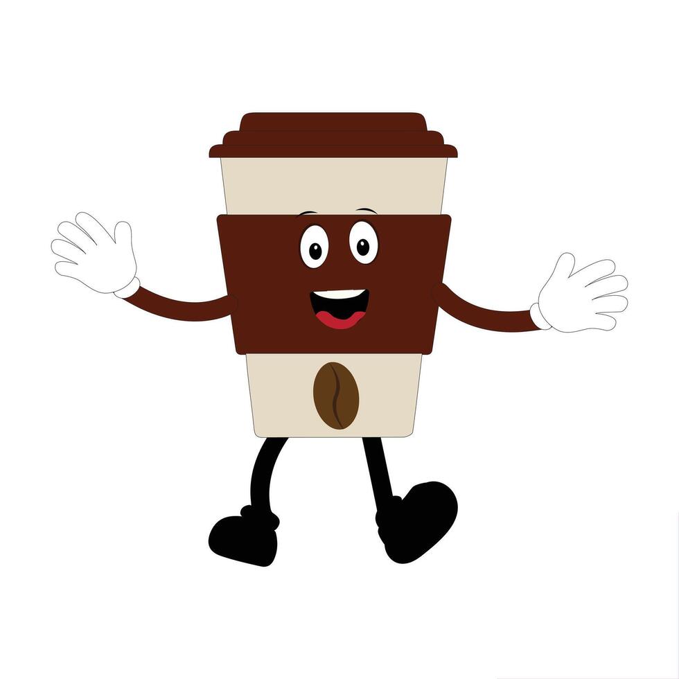 Coffee Cup Mascot illustration, A funny mascot logo of various expression, ideal for coffee shops and cafes seeking a friendly, welcoming brand image design. vector