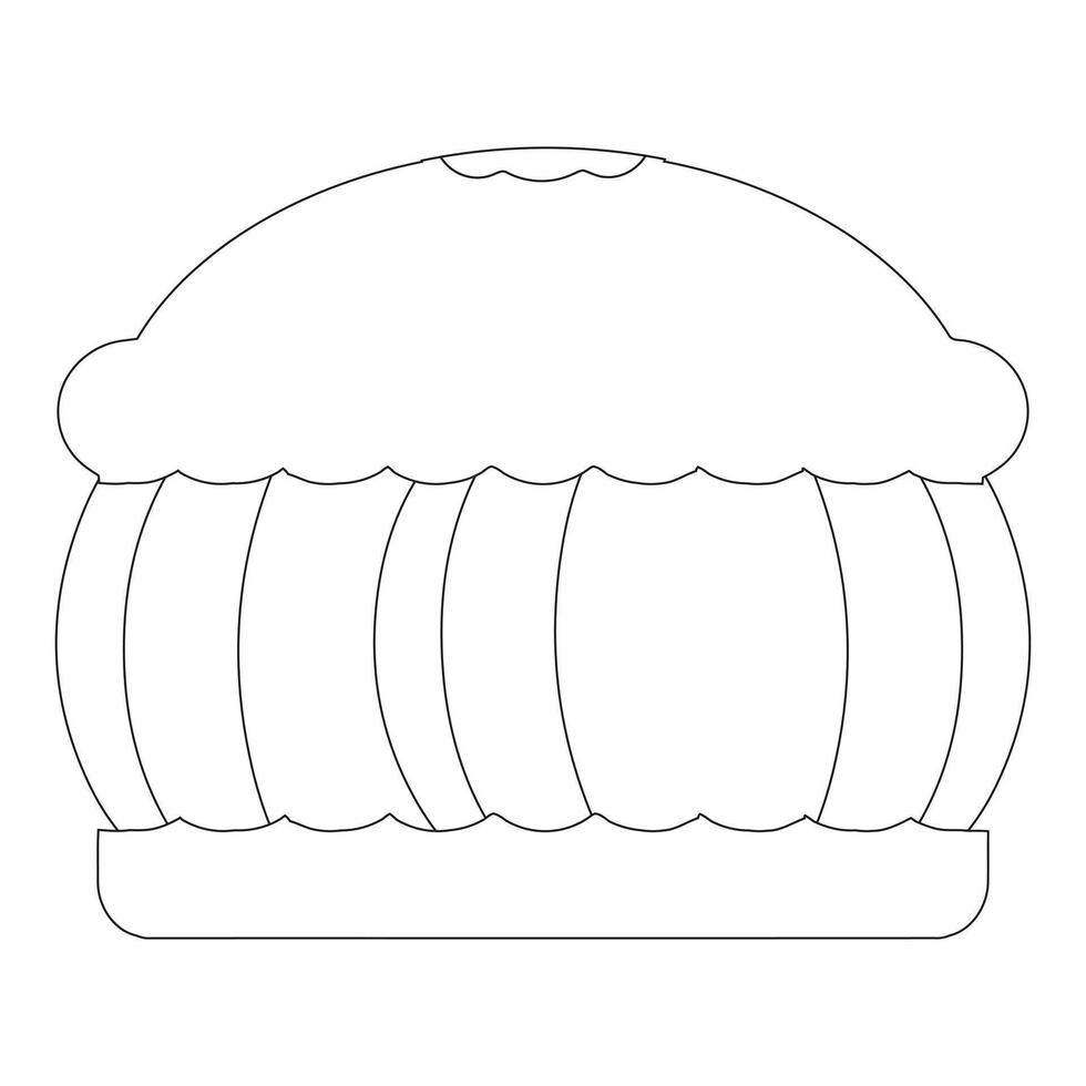 Pumpkin pie whole thin line art icon outline for food apps and websites on white background, editable stroke. Line art icon of a pie thanksgiving dessert illustration graphic. vector