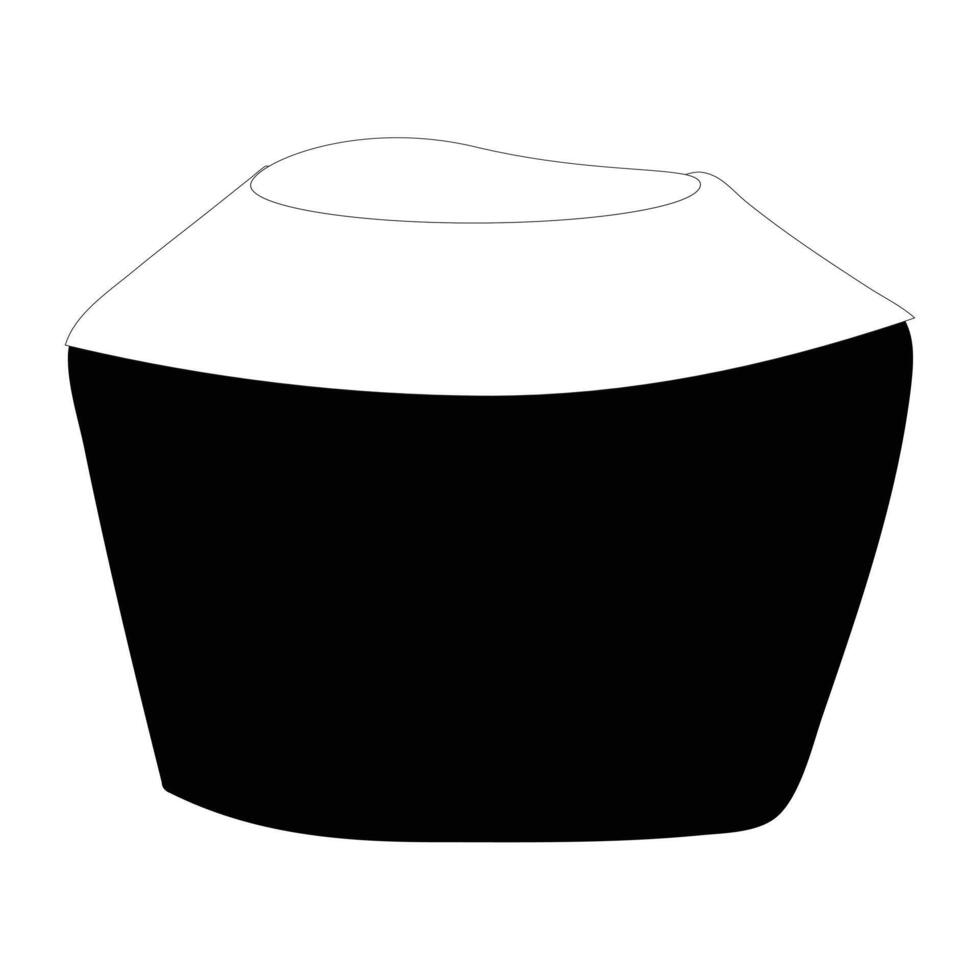 Half Coconut fruit icon editable, single. Illustration of coconut isolated on white background. For kids coloring book. Eleven vector