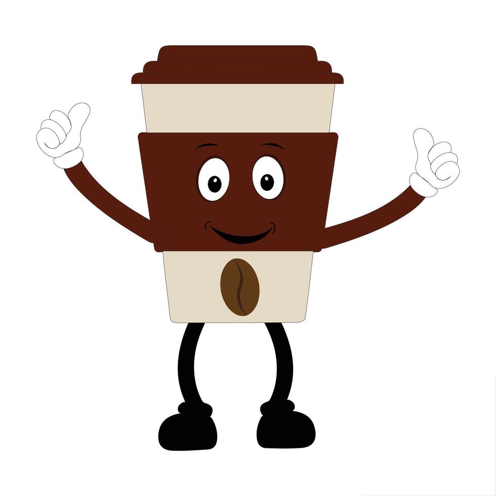 Coffee Cup Mascot character illustration, A fun mascot logo of various expressions coffee cup, ideal for coffee shops and cafes seeking a friendly, for welcoming brand image design. vector