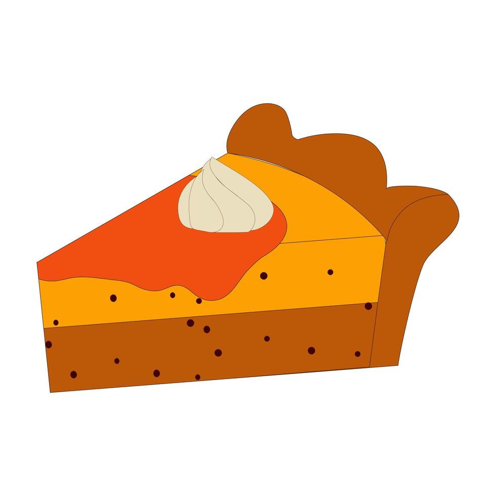 Slice Pumpkin Pie and whole pie, suitable for various purposes such as printed products, merchandise, or digital promotional materials vector