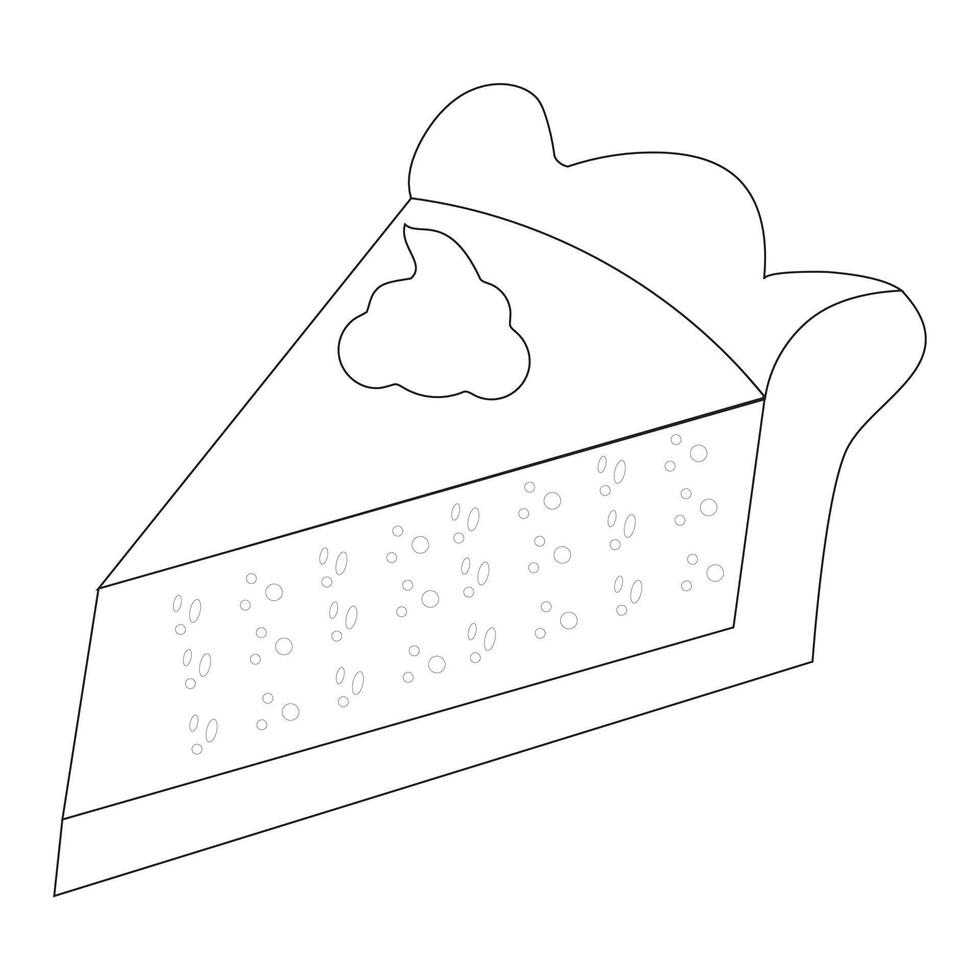 Pumpkin pie slice thin line art icon for food apps and websites on white background, editable stroke. Line art of a pie thanksgiving coloring illustration graphic. vector